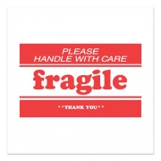 Decker Tape Products PRE-PRINTED MESSAGE LABELS, FRAGILE-PLEASE HANDLE WITH CARE-THANK YOU, 2 X 3, WHITE/RED, 500/ROLL (64678)