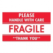 Tape Logic Pre-Printed Message Labels, Fragile-Please Handle with Care-Thank You, 3 x 5, Red/White, 500/Roll (LABDL1270)