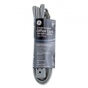 GE Three Outlet Power Strip, 8 ft Cord, Gray (5055243027)