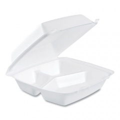 Dart Foam Hinged Lid Containers, 3-Compartment, 8.38 x 7.78 x 3.25, 200/Carton (85HT3R)