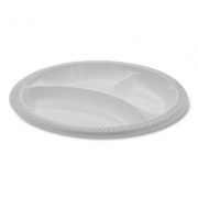 Pactiv Evergreen Meadoware OPS Dinnerware, 3-Compartment Plate, 10.25" dia, White, 500/Carton (MIC10Y)