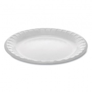 Pactiv Evergreen Laminated Foam Dinnerware, Plate, 8.88" dia, White, 500/Carton (YTK100090000)