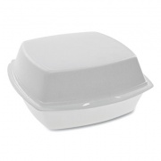 Pactiv Evergreen Foam Hinged Lid Containers, Single Tab Lock, 6.38 x 6.38 x 3, White, 500/Carton (YTH100800000)