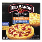 Red Baron Deep Dish Pizza Singles Variety Pack, Four Cheese/Pepperoni, 5.5 oz Pack, 12 Packs/Box, Delivered in 1-4 Business Days (90300007)