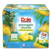 Dole Pineapple Chunks in 100% Juice, 20 oz Jar, 4 Jars/Box, Delivered in 1-4 Business Days (90000165)
