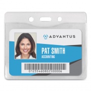 Advantus Security ID Badge Holders, Prepunched for Chain/Clip, Horizontal, Clear 4.25" x 3.5" Holder, 3.88" x 2.88" Insert, 50/Box (75411)