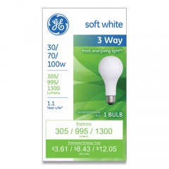 GE INCANDESCENT SW 3-WAY A21 LIGHT BULB, 30 W/70 W/100 W, SOFT WHITE (228861)