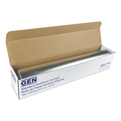 GEN Standard Aluminum Foil Roll, 18" x 500 ft, 4/Carton (7114CT)