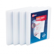 Avery Heavy-Duty Non Stick View Binder with DuraHinge and Slant Rings, 3 Rings, 0.5" Capacity, 11 x 8.5, White, 4/Pack (79709)