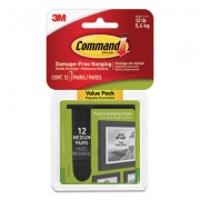 Command Picture Hanging Strips, Value Pack, Medium, Removable, Holds Up to 12 lbs,  0.75 x 2.75, Black, 12 Pairs/Pack (17204BLK12ES)