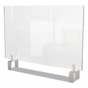 Ghent Clear Partition Extender with Attached Clamp, 42 x 3.88 x 30, Thermoplastic Sheeting (PEC3042A)