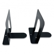 Huron Steel Bookends, Contemporary Style, Nonskid, 4.75 x 4.75 x 4.75, Black, 1 Pair (HASZ0038)
