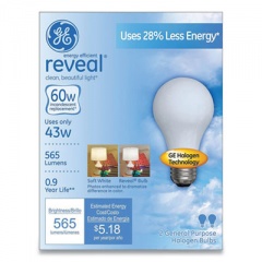 REVEAL ENERGY-EFFICIENT A19 HALOGEN LIGHT BULB, 43 W, SOFT WHITE, 2/PACK (275474)