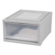 IRIS Stackable Storage Drawer, 7.75 gal, 15.75" x 19.62" x 9", Gray/Translucent Frost (170473)