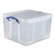 Really Useful Box Snap-Lid Storage Bin, 11.09 gal, 17.31" x 20.5" x 12.25", Clear/Blue (42LCL)