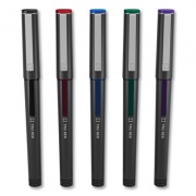 TRU RED Roller Ball Pen, Stick, Fine 0.5 mm, Assorted Ink Colors, Black Barrel, 5/Pack (24419535)
