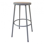 Alera Industrial Metal Shop Stool, Backless, Supports Up to 300 lb, 30" Seat Height, Brown Seat, Gray Base (IS6630G)