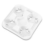 Chinet STRONGHOLDER MOLDED FIBER CUP TRAY, 8-32 OZ, FOUR CUPS, WHITE, 300/CARTON (21078)