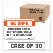Tabbies BeSafe Messaging Repositionable Wall/Door Signs, 9 x 6, Maintain Social Distancing While In The Breakroom, White, 30/Carton (29156)