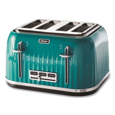 Oster 4-Slice Toaster with Textured Design with Chrome Accents, 12 x 13 x 8, Teal (2090575)