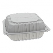 Pactiv Evergreen Vented Microwavable Hinged-Lid Takeout Container, 8.5 x 8.5 x 3.1, White, 146/Carton (YCNW0851)