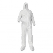 KleenGuard A35 Liquid and Particle Protection Coveralls, Zipper Front, Hood/Boots, Elastic Wrists/Ankles, 2X-Large, White, 25/Carton (38950)