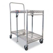 Bostitch Stowaway Folding Carts, 2 Shelves, 29.63w x 37.25d x 18h, Chrome, 250 lb Capacity (BSACSMCR)