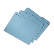 AbilityOne 7530015664144 SKILCRAFT Recycled File Folders, 1/3-Cut 2-Ply Tabs: Assorted, Letter Size, 0.75" Expansion, Blue, 100/Box