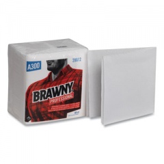 Brawny Professional Professional Cleaning Towels, 1-Ply, 12 x 13, White, 50/Pack, 12 Packs/Carton (28612)