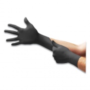 Ansell MICROFLEX MidKnight Powder-Free Nitrile Gloves, 4.7 mil Palm, 5.9 mil Fingers, 2X-Large, Black, 100/Box (MK296XXL)