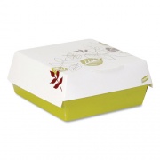 Dixie Paperboard Clamshell Sandwich Box, Pathways Theme, 5.5 x 5.5 x 1.38, White/Green/Maroon, 200/Carton (4021PATH)