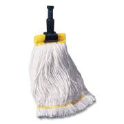 O'Dell Knitty Gritty Cut-End Foodservice Wet Mop Head, Medium, Cotton-Polyester Blend, 17.5 x 17.5, 1.25" Headband, White/Yellow (KG102TBWB)