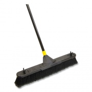 Quickie Bulldozer Smooth Surface Pushbroom with Scraper Block, 24 x 60, Powder Coated Handle, Tampico Bristles, Black/Yellow (633)