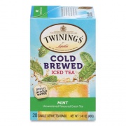 TWININGS Cold Brew Iced Tea Bags, Mint, 0.07 oz Tea Bag, 20/Box (51335)