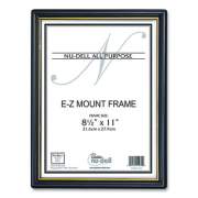 NuDell EZ MOUNT DOCUMENT FRAME WITH TRIM ACCENT, GLASS FACE, 8.5 X 11, BLACK/GOLD (709964)