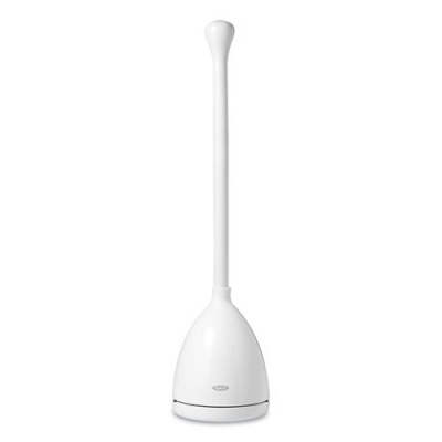 OXO GOOD GRIPS TOILET PLUNGER AND CANISTER, 24" HANDLE, 6" DIA BOWL, WHITE (24380705)
