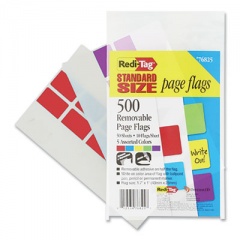 Redi-Tag REMOVABLE PAGE FLAGS, RED/BLUE/GREEN/YELLOW/PURPLE, 100/COLOR, 500/PACK (609111)