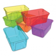 Storex Cubby Bins, Lids Sold Separately, 12.2" x 7.8" x 5.1", Assorted Candy Colors, 5/Carton (62490U05C)
