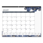 Blueline Monthly Desk Pad Calendar, Gold Detail Floral Artwork, 22 x 17, Black Binding, Clear Corners, 12-Month (Jan-Dec): 2022 (C194128)