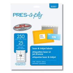 PRES-a-ply LABELS, INKJET/LASER PRINTERS, 2 X 4, WHITE, 10/SHEET, 25 SHEETS/PACK (30583)