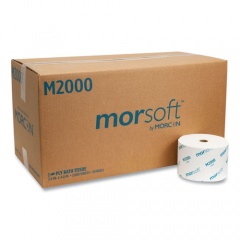 Morcon Tissue Small Core Bath Tissue, Septic Safe, 1-Ply, White, 3.9" x 4", 2000 Sheets/Roll, 24 Rolls/Carton (M2000)
