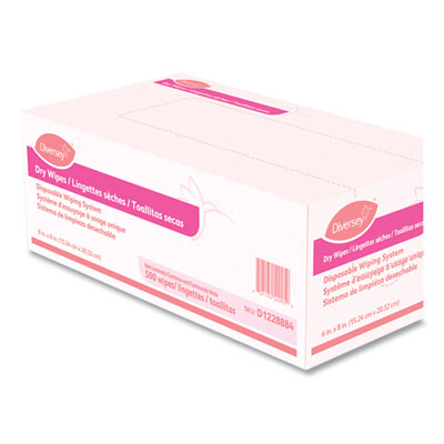 Diversey Dry Wipe Disposable Wiping System, 1-Ply, 6 x 8, White, 500/Box, 4 Boxes/Carton (D1228884)