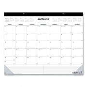 Universal Desk Pad Calendar, 22 x 17, White/Black Sheets, Black Binding, Clear Corners, 12-Month (Jan to Dec): 2022 (71002)