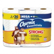 Charmin Essentials Strong Bathroom Tissue, Septic Safe, 1-Ply, White, 4 x 3.92, 451/Roll, 9 Roll/Pack, 4 Packs/Carton (97343)