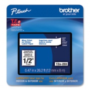 Brother TZe Laminated Removable Label Tapes, 0.47" x 26.2 ft, Blue on White (TZE233CS)