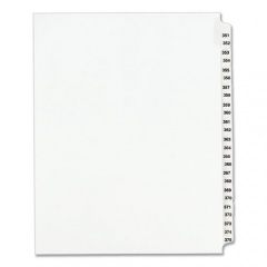 Preprinted Legal Exhibit Side Tab Index Dividers, Avery Style, 25-Tab, 351 to 375, 11 x 8.5, White, 1 Set, (1344) (01344)