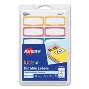 Avery Kids Handwritten Identification Labels, 1.75 x 0.75, Borders: Blue, Orange, Yellow, 12 Labels/Sheet, 5 Sheets/Pack (41442)