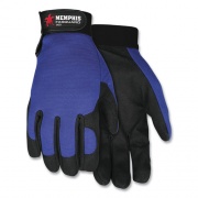 MCR Safety Clarino Synthetic Leather Palm Mechanics Gloves, Blue/Black, Medium (900M)