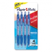 Paper Mate Profile Ballpoint Pen, Retractable, Medium 1 mm, Blue Ink, Translucent Blue Barrel, 4/Pack (2113555)