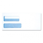 Universal Double Window Business Envelope, #10, Square Flap, Self-Adhesive, 4.13 x 9.5, 500/Box (36104)